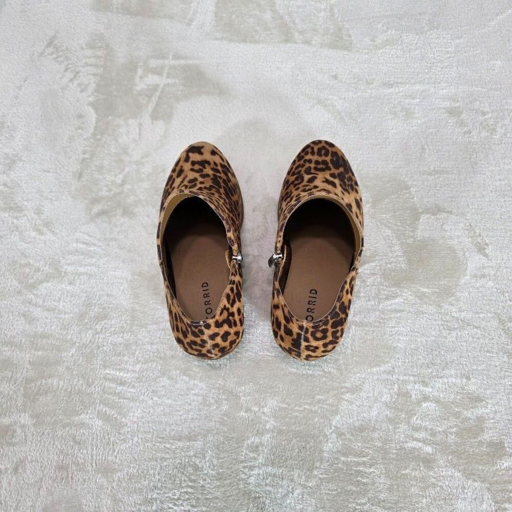 Torrid Size 7W Cheetah Ankle Bootie Tan/Black Animal Print Side Zipper 14508921 - Picture 4 of 6